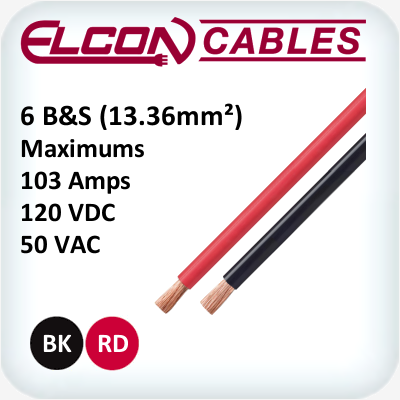 Battery and Starter Cable 6AWG 100m Rolls Black